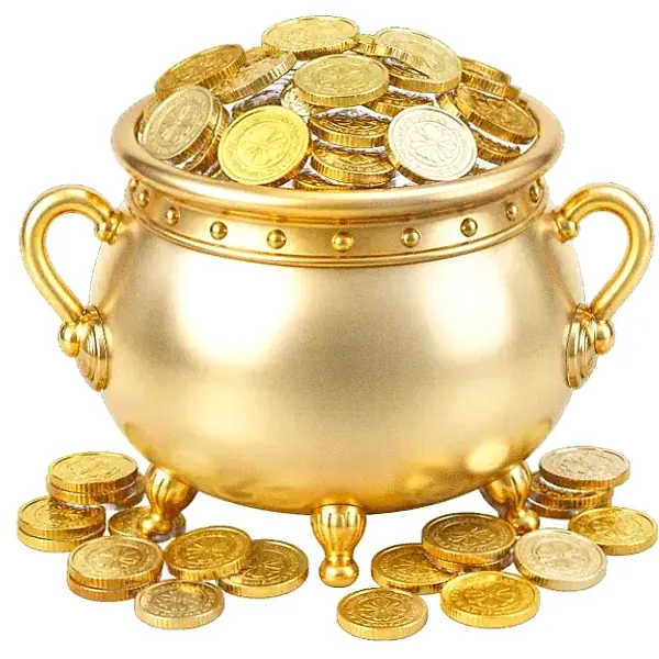 Coin-filled cauldron — Yukon Gold